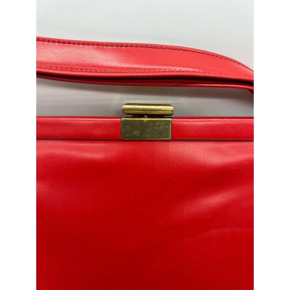 Theodor California‎ Vintage Handbag Red Mod Retro Rockabilly Faux Leather Medium